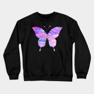 Bright Pink and Purple Galaxy Butterfly Crewneck Sweatshirt